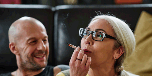 A woman smoking cereal milk weed