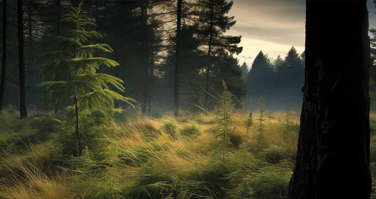 marijuana plant growing hidden in clearing of forest