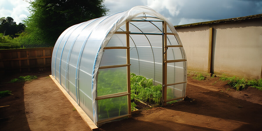 Polytunnel in garden